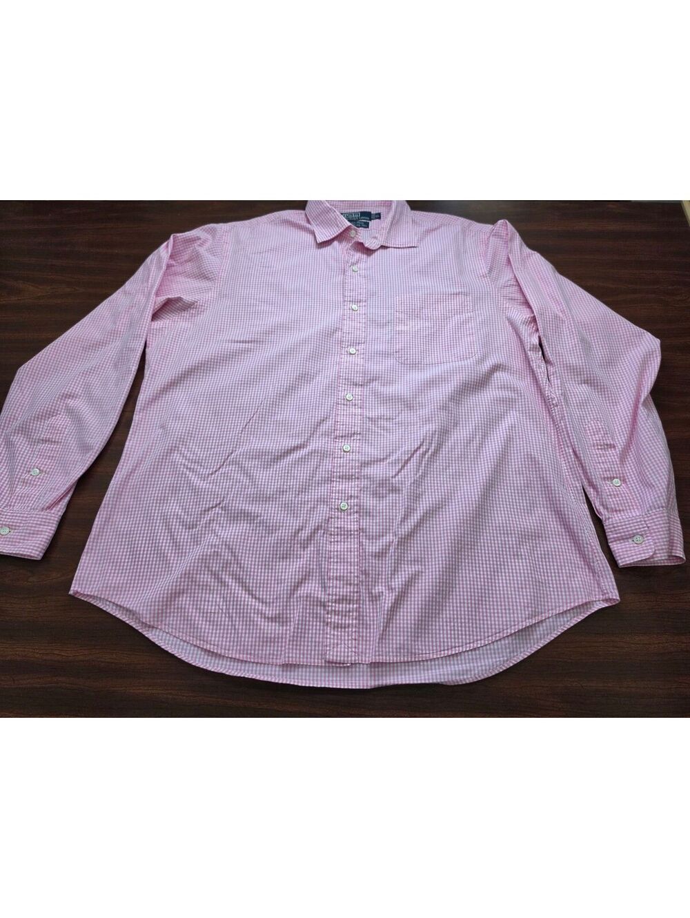 Polo Ralph Lauren Gingham Mens XL Shirt Pink White Custom Philip Two Ply Preppy